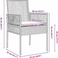 vidaXL - Tuinstoelen met Kussens - Beige - Poly Rattan - 2 stuks - 53x60x85 cm