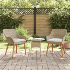 vidaXL - Tuinstoelen met kussens - Beige - Poly Rattan - 2 stuks - Middelgroot