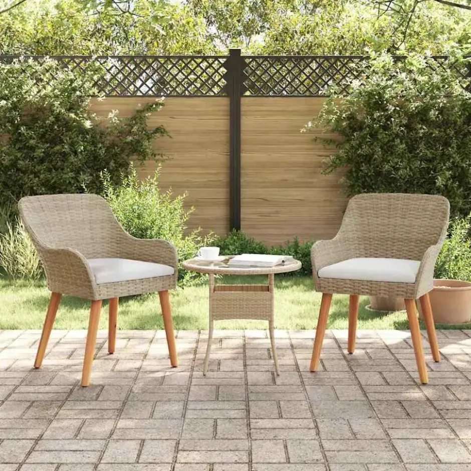 vidaXL - Tuinstoelen met kussens - Beige - Poly Rattan - 2 stuks - Middelgroot