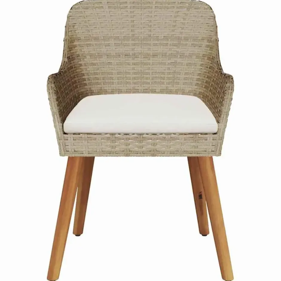 vidaXL - Tuinstoelen met kussens - Beige - Poly Rattan - 2 stuks - Middelgroot
