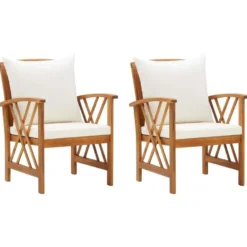 vidaXL - Tuinstoelen - Wit - Hout - 2 stuks - Met kussens