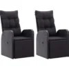 vidaXL - Tuinstoelen - Zwart - Poly rattan - 2 stuks - Verstelbaar - Met kussens