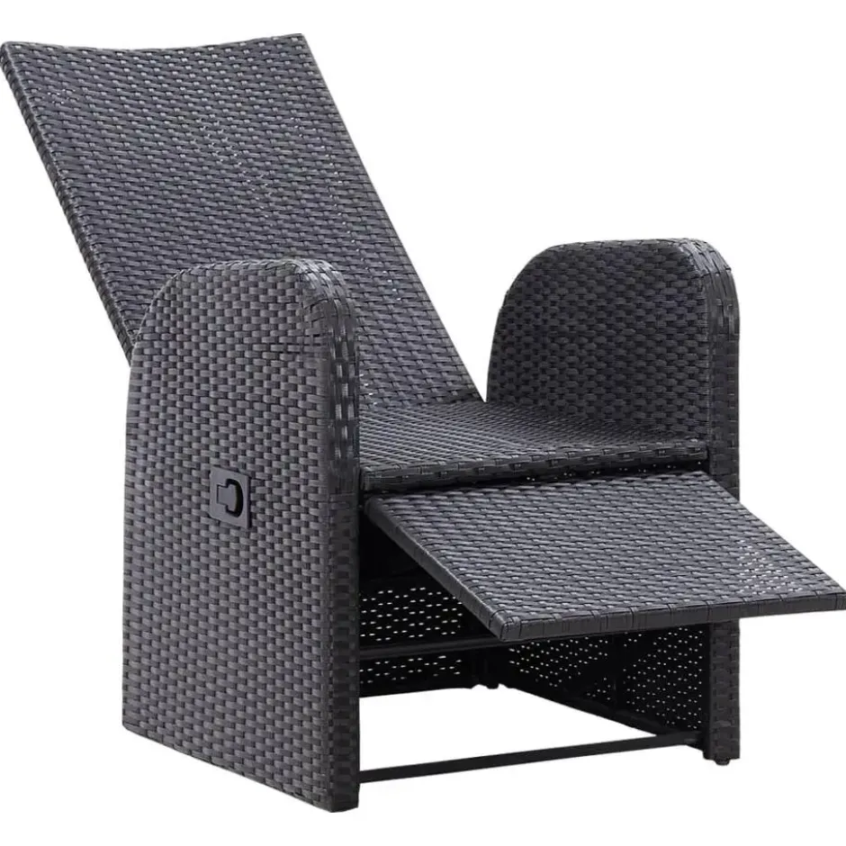 vidaXL - Tuinstoelen - Zwart - Poly rattan - 2 stuks - Verstelbaar - Met kussens