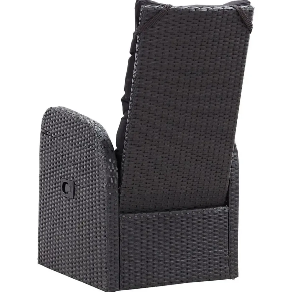 vidaXL - Tuinstoelen - Zwart - Poly rattan - 2 stuks - Verstelbaar - Met kussens