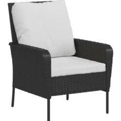 vidaXL - Tuinstoel met voetenbank - Zwart - Poly rattan