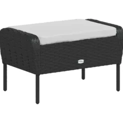 vidaXL - Tuinstoel met voetenbank - Zwart - Poly rattan