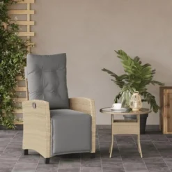 vidaXL - Tuinstoel verstelbaar met voetensteun - Beige - Poly rattan