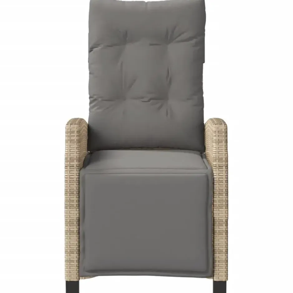 vidaXL - Tuinstoel verstelbaar met voetensteun - Beige - Poly rattan