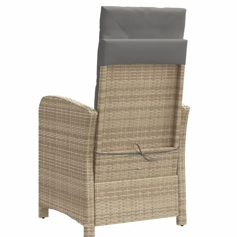 vidaXL - Tuinstoel verstelbaar met voetensteun - Beige - Poly rattan
