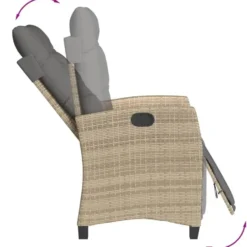 vidaXL - Tuinstoel verstelbaar met voetensteun - Beige - Poly rattan