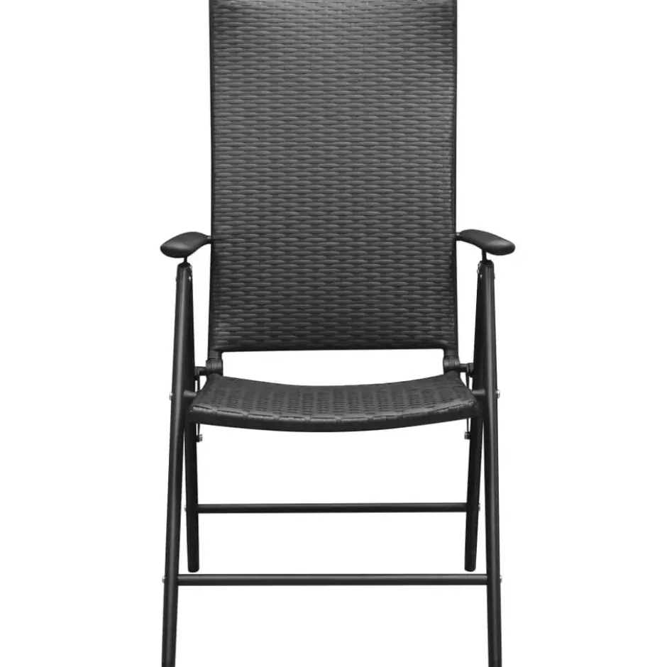 vidaXL - Tuinstoel - Zwart - Poly rattan - 2 stuks