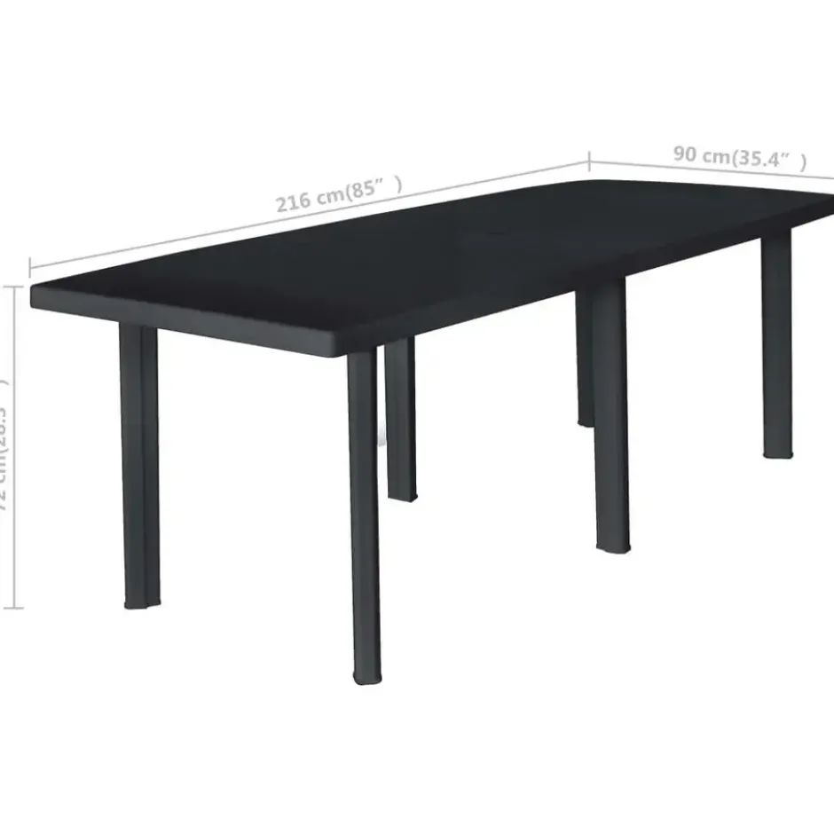 vidaXL - Tuintafel - Antraciet - Kunststof