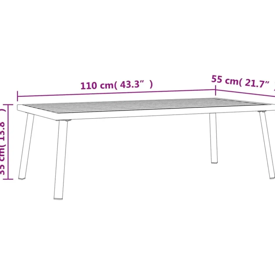 vidaXL - Tuintafel - Antraciet - Staal - 110x55x35 cm
