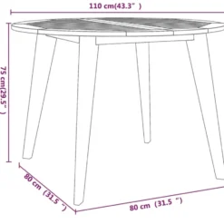 vidaXL - Tuintafel - Bruin - Massief acaciahout - Ø 110 x 75 cm