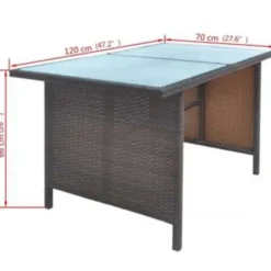 vidaXL - Tuintafel En Stoel - Bruin - Poly rattan