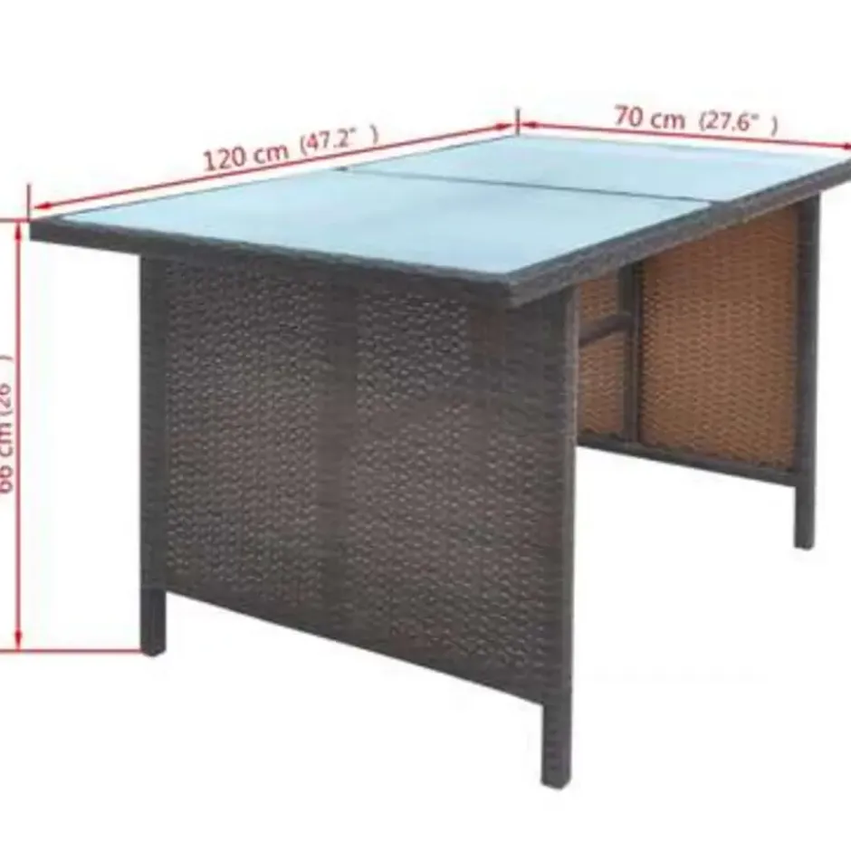 vidaXL - Tuintafel En Stoel - Bruin - Poly rattan