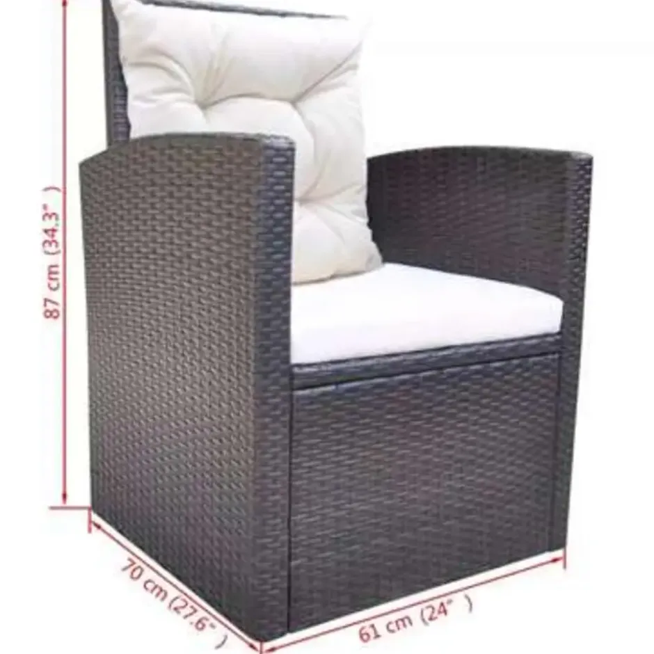 vidaXL - Tuintafel En Stoel - Bruin - Poly rattan