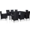 vidaXL - Tuintafel En Stoel - Zwart - Poly rattan - 190 cm tafellengte