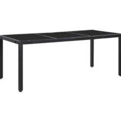 vidaXL - Tuintafel En Stoel - Zwart - Poly rattan - 190 cm tafellengte