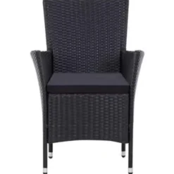 vidaXL - Tuintafel En Stoel - Zwart - Poly rattan - 190 cm tafellengte