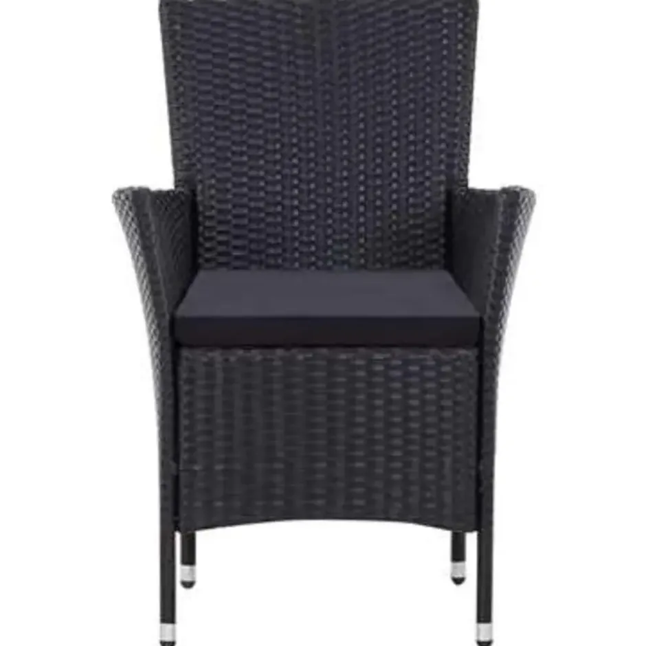 vidaXL - Tuintafel En Stoel - Zwart - Poly rattan - 190 cm tafellengte