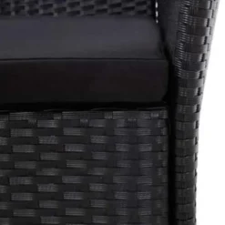 vidaXL - Tuintafel En Stoel - Zwart - Poly rattan - 190 cm tafellengte