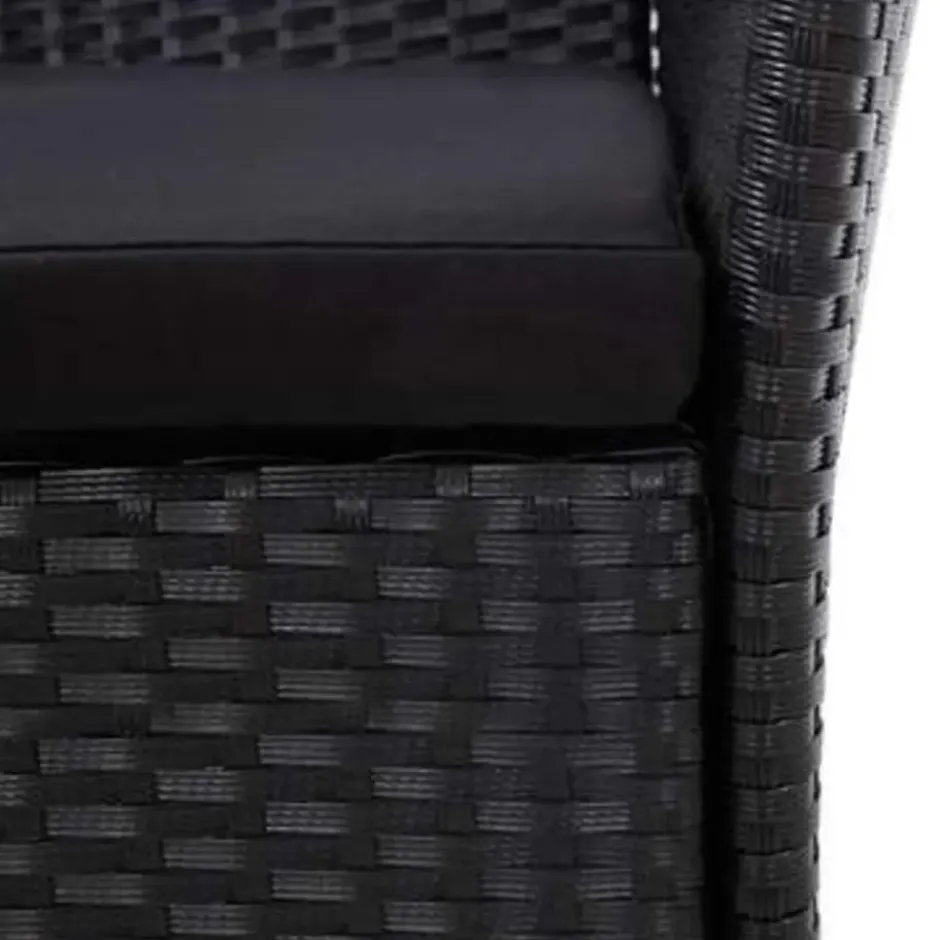 vidaXL - Tuintafel En Stoel - Zwart - Poly rattan - 190 cm tafellengte