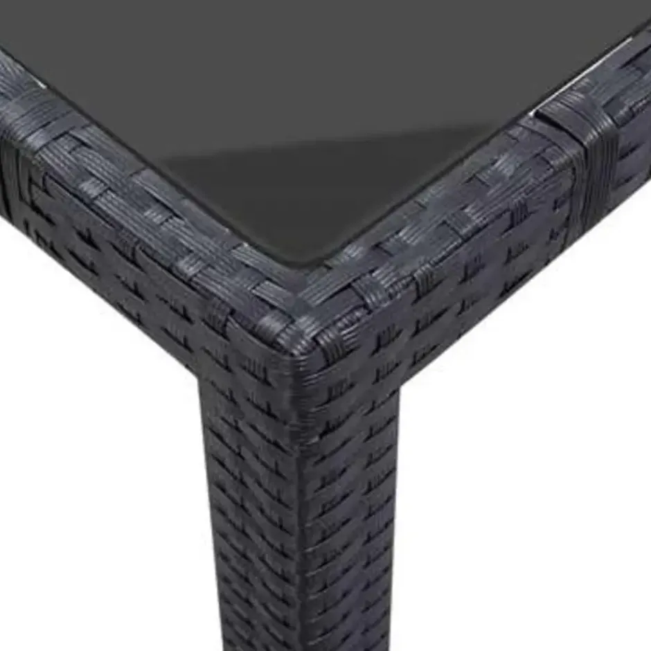 vidaXL - Tuintafel En Stoel - Zwart - Poly rattan - 190 cm tafellengte