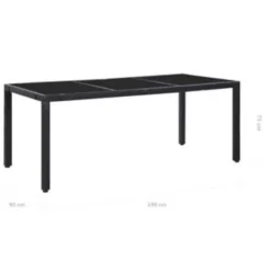 vidaXL - Tuintafel En Stoel - Zwart - Poly rattan - 190 cm tafellengte
