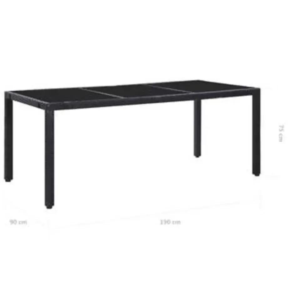 vidaXL - Tuintafel En Stoel - Zwart - Poly rattan - 190 cm tafellengte