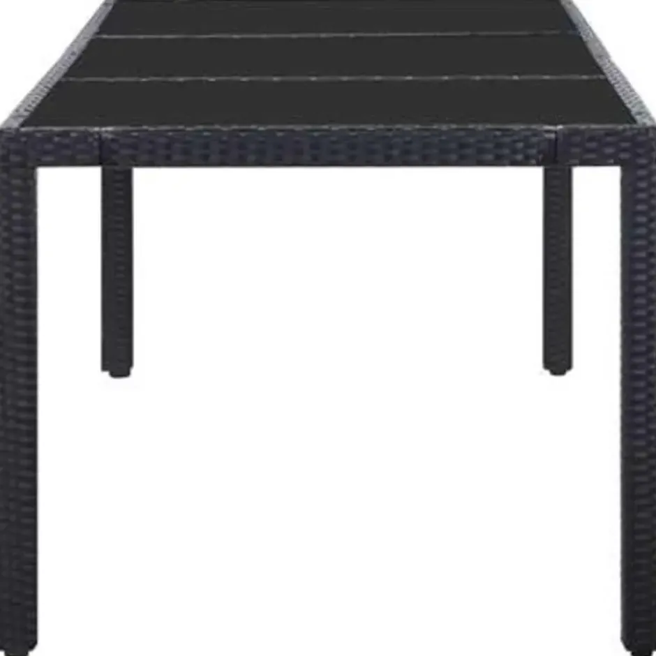 vidaXL - Tuintafel En Stoel - Zwart - Poly rattan - 190 cm tafellengte