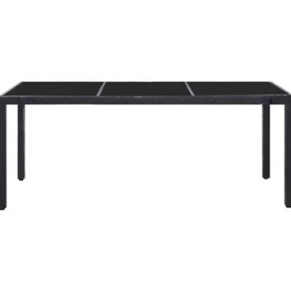 vidaXL - Tuintafel En Stoel - Zwart - Poly rattan - 190 cm tafellengte