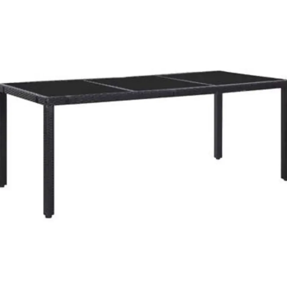 vidaXL - Tuintafel En Stoel - Zwart - Poly rattan - 190 cm tafellengte