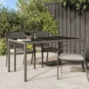 vidaXL - Tuintafel - Grijs - Gehard glas en poly rattan - 150 x 90 x 75 cm