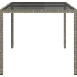 vidaXL - Tuintafel - Grijs - Gehard glas en poly rattan - 150 x 90 x 75 cm