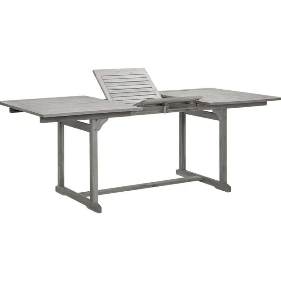 vidaXL - Tuintafel - Grijs - Massief acaciahout - (150-200)x100x75 cm