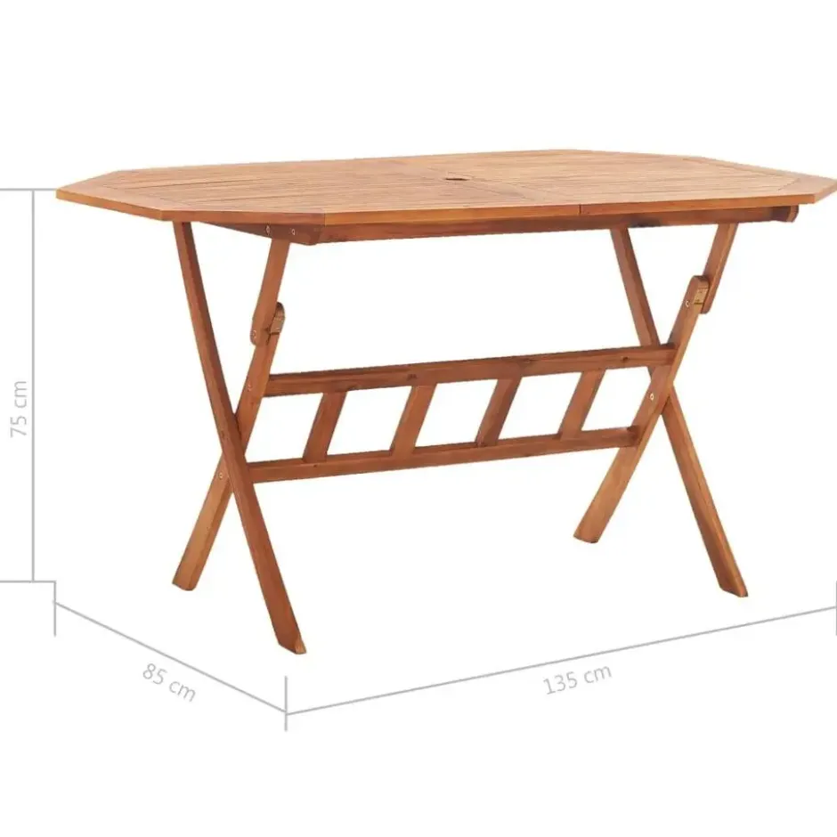vidaXL - Tuintafel inklapbaar - Bruin - Massief acaciahout - 135 x 85 x 75 cm