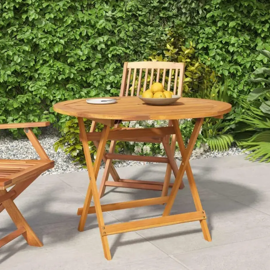 vidaXL - Tuintafel inklapbaar - Bruin - Acaciahout - Ø 90 x 75 cm