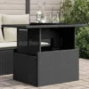 vidaXL - Tuintafel met glazen blad - Zwart - Poly rattan - 100 x 55 x 73 cm