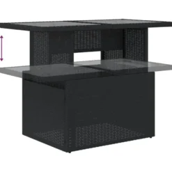 vidaXL - Tuintafel met glazen blad - Zwart - Poly rattan - 100 x 55 x 73 cm