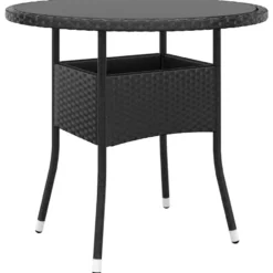 vidaXL - Tuintafel - Zwart - Poly rattan