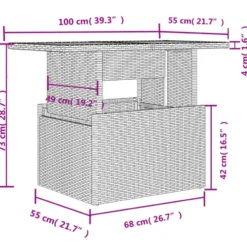 vidaXL - Tuintafel - Zwart - Poly rattan en acaciahout - 100x55x73 cm