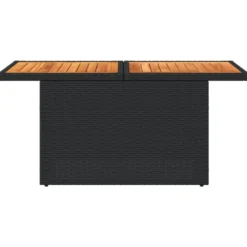 vidaXL - Tuintafel - Zwart - Poly rattan en acaciahout - 100x55x73 cm
