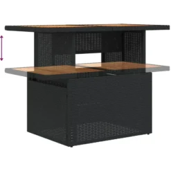 vidaXL - Tuintafel - Zwart - Poly rattan en acaciahout - 100x55x73 cm