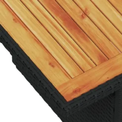vidaXL - Tuintafel - Zwart - Poly rattan en acaciahout - 100x55x73 cm