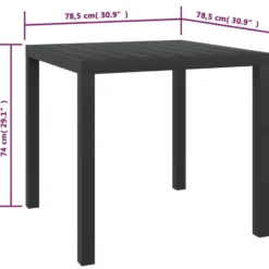vidaXL - Tuintafel - Zwart - WPC - 80 x 80 x 74 cm