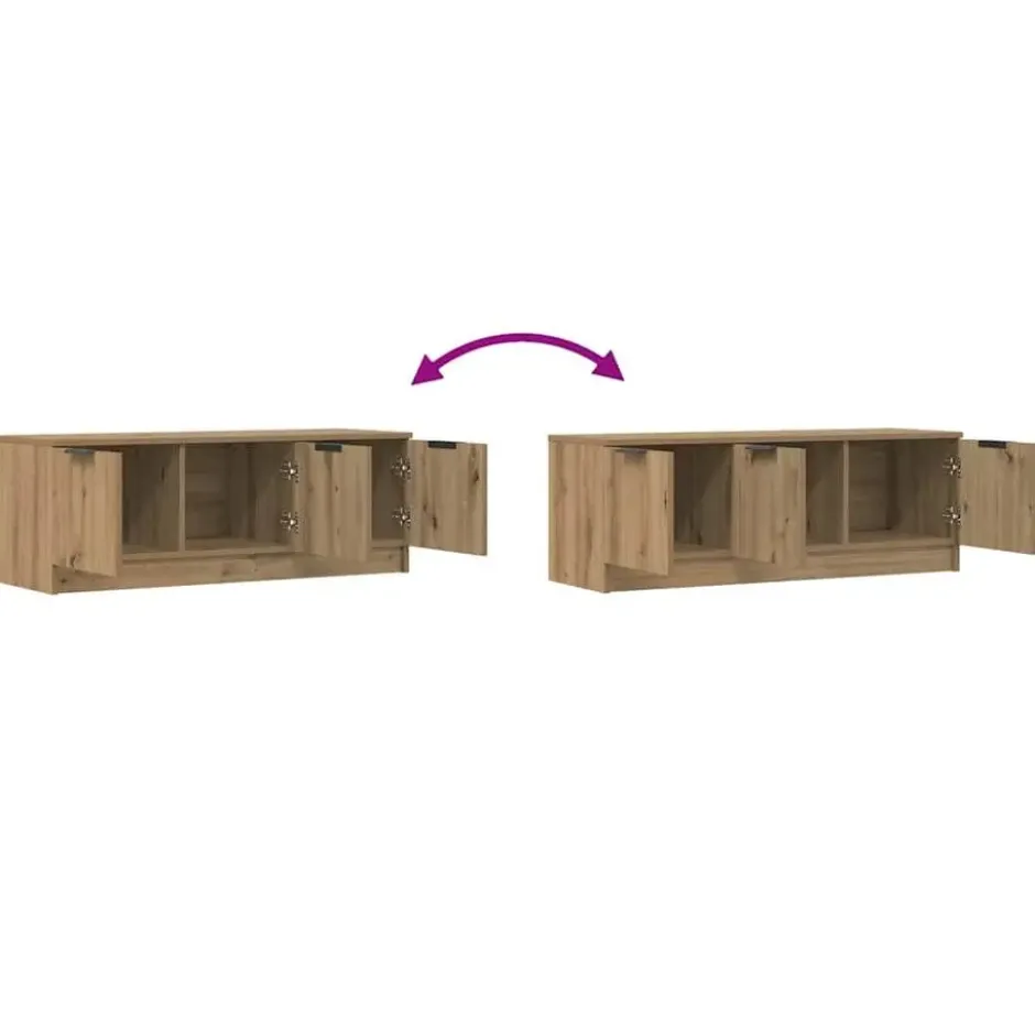 vidaXL - TV-meubel met 3 deuren - Artisanaal eiken - 102x35x36.5 cm