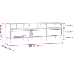 vidaXL - TV-meubel met 3 deuren en 3 vakken - Wit - Hout - 150x30x44.5 cm