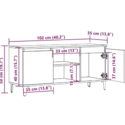 vidaXL - TV-meubel met 2 deuren en 2 vakken - Oud hout - 102x35x50 cm