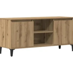 vidaXL - TV-meubel met 2 deuren en 2 vakken - Artisanaal eiken - 102x35x50 cm